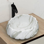 Plantex Ceramic Basin for Bathroom/Table Top Wash Basin/Washbasin for Living Room/Restaurant (Marble Finish, 17 x 15 x 6 Inch)