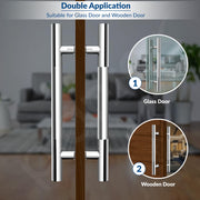 Plantex Stainless Steel Main Door Handle/Wooden Door Handle/Wooden Door Accessories/12 Inch Pull-Push Handles Set of 1 (2 Piece, Chrome)