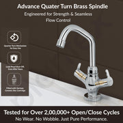 Plantex Pure Brass Basin Mixer Tap/Hot and Cold Water Tap with 360Ãƒâ€šÃ‚Â° Swivel Spout/Sink Tap for Kitchen Basin-7 Year Warranty