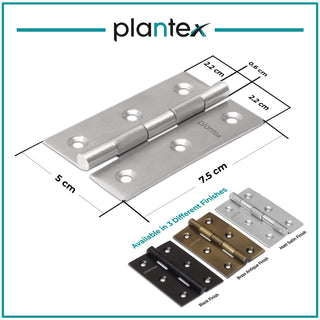 Plantex Heavy Duty Door Butt Hinges 3 inch x 16 Gauge/1.5 mm Thickness Home/Office/Hotel for Main Door/Wooden/Bedroom/Kitchen/Window/Kabza - Pack of 12 (Satin Matt)
