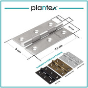 Plantex Heavy Duty Stainless Steel Door Hinges 3 inch x 16 Gauge/1.5 mm Thickness Home/Office/Hotel for Main Door/Wooden/Bedroom/Kitchen/Window/Kabja/ - Pack of 6 (Satin Matt)