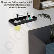 Plantex Liquid Soap Dispenser with Tumbler Holder for Bathroom/2 in 1 Shampoo Dispenser with Toothpaste Holder/Bathroom Accessories - Pack of 1 (1505, Black)