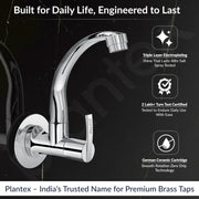 Plantex Pure Brass Kitchen Taps for Home Sink/Tap for Kitchen Basin with 360Ãƒâ€šÃ‚Â° Swivel Spout and Water Saving Aerator/Water Tap with Brass Wall Flange-7 Year Warranty (AQ-1410- Chrome)