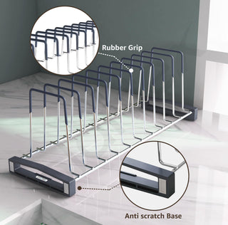 Plantex Sturdy Stainless Steel Plate Organizer for Kitchen/10 Plate Stand for Plateform/Rubber Gripped Thali Rack(Slot-10, Pack of 1, Size-10 Inches)