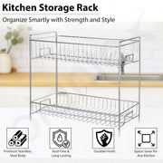 Plantex 2-Tier Stainless Steel Rack For Kitchen/Kitchen Organizer Rack/Countertop Tiered Shelf/Small Jar Organizer (Chrome)