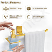 Plantex 304 Grade Stainless Steel Liquid Soap Dispenser with Napkin Ring/Shampoo Dispenser/Towel Ring for Bathroom - Pack of 1 (Crystal, PVD Gold)
