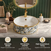 Plantex Table Top Wash Basin For Bathroom/Small Basin for Handwash/Countertop Washbasin - Indo-European Collection (16 x 16 x 6 Inch)