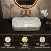 Plantex Ceramic Wash Basin for Bathroom/Over Counter Bathroom Sink/Designer Hand Wash Sink for Home/Office/Hotel (21.5x14x5 Inch)