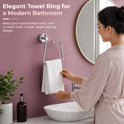 Plantex Towel Ring for Bathroom/Stainless Steel Napkin Hanger for Wash Basin/Bathroom Accessories - Pack of 2 (Chrome)