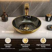 Plantex Table Top Wash Basin For Bathroom/Designer Ceramic Basin/Countertop Vessel Sink Basin - Indo-European Collection (16 x 16 x 5 Inch)