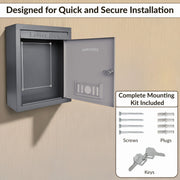 Plantex Wall Mount Letter Box - Suggestion Box/Mail Box/Post Box for Home gate with Secure Key Lock - (Dark Grey) A4 Size