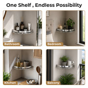 Plantex Corner Shelf for Bathroom Wall/Stainless Steel Bathroom Shelf/Side Corner Shelf/Bathroom Storage Organizer (12x12 inches, Chrome)