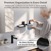 Plantex 304 Grade Stainless Steel Soap Dish with Liquid Dispenser/Soap Stand/Shampoo Dispenser for Bathroom/Bathroom Accessories - Pack of 1 (Crystal, Black)