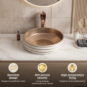 Plantex Round Wash Basin for Bathroom/Ceramic Tabletop Washbasin/Basin for Bathroom Indo-European Collection (16 x 16 x 7 Inch)
