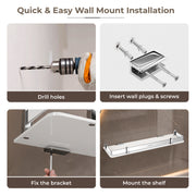 Plantex Acrylic Shelf for Bathroom/Living Room Wall Mounted Shelf with Silver Railings - Bathroom Accessories (White, 18x6 inches)