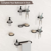 Plantex Stainless Steel Napkin Ring with Soap Dispenser for Bathroom/Bathroom Towel Hanger for Wall/Towel Ring Bathroom Accessories - Pack of 1 (Black)