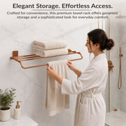 Plantex 304 Grade Stainless Steel 24-inch Towel Rack for Bathroom/Towel Shelf/Towel Stand/Bathroom Accessories (Crystal - PVD Rose Gold)
