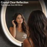 Plantex Resin Frame LED Bathroom Mirror/Designer Mirror for Living Room/Bathroom Mirror with LED Light/Dressing Room - Oval Shape (White, 32 x 24 Inch)