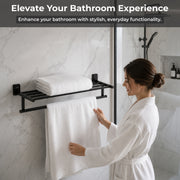 Plantex 304 Garde Stainless Steel 24 inch Towel Hanger for Bathroom/Towel Rod/Bar/Towel Stand/Bathroom Accessories - Darcy (Black)