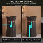 Plantex Round Pedestal Basin for Bathroom/Acrylic Resin & Quartz Designer One Piece Pedestal Free Standing Wash Basin for living Room/Hotel (Black-17x17x33.5 inch)