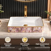 Plantex Ceramic Counter Top Washbasin for Bathroom/Table Top Wash Basin/Rectangle Bathroom Sink for Restaurant/Hotel (24 x 14 x 5 Inch)