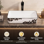 Plantex Ceramic Basin For Bathroom/Table Top Basin/Counter Top Basin For Restaurant/Hotel (24 X 14 X 11 Inch), Silver