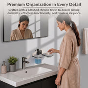 Plantex 304 Grade Stainless Steel Glass Soap Dish with Tumbler Holder/Soap Stand/Bathroom Accessories - Crystal (Black)