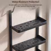 Plantex Stainless Steel Shower Rack/Self Adhesive Shower Caddy for Bathroom Hanging/3 Layer Shower Shelf for Bathroom with Soap Dish Holder,Toothbrush Holder (1520, Black)