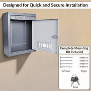 Plantex Wall Mount Letter Box - Suggestion Box/Mail Box/Post Box for Home gate with Secure Key Lock - (Dark Grey) A4 Size