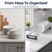 Plantex Stainless Steel Plate Rack/14-Slot Plate Organizer for Kitchen/Saucer Plate Stand/Tandem Box Accessories - (Size-4 inches, Slot- 14, Pack of 1)