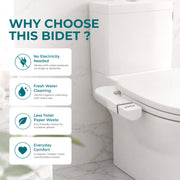 Plantex Bidet Attachment for Toilet/Non-Electric Toilet Bidet/Dual Nozzle Front & Rear Wash/Self-Cleaning Nozzle/Adjustable Water Pressure/Bidet Spray for Toilet - White