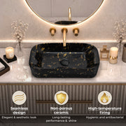 Plantex Tabletop Wash Basin for Bathroom/Designer Ceramic Basin/Rectangle Countertop Wash Basin/Home/Office (21.5 x 14 x 4.5 Inch)