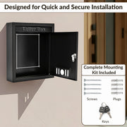 Plantex Letter Box/GI Steel Post Box/Suggestion Box for Office Use with Key Lock/Letter Box for Home gate/Mail Box (Black) - Wall Mount - A4 Size