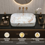 Plantex Tabletop Wash Basin for Bathroom/Designer Ceramic Basin/Rectangle Countertop Wash Basin/Home/Office (22 x 14 x 5 Inch)