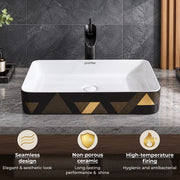 Plantex RectangularTable Top Wash Basin For Bathroom/Designer Ceramic Basin/Countertop Vessel Sink Basin - Indo-European Collection (24 x 14 x 5 Inch)