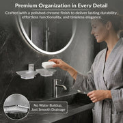 Plantex 304 Grade Stainless Steel and Frosted Glass Double Soap Dish/Soap Stand/Soap Storage/Dual Soap Holder for Bathroom/Bathroom Accessories - Crystal (Chrome)