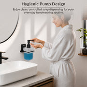 Plantex 304 Grade Stainless Steel Liquid Soap Dispenser for Bathroom/Frosted Glass Dispenser Shampoo/Hand wash/Bathroom Accessories - Pack of 1 (Crystal, Black)