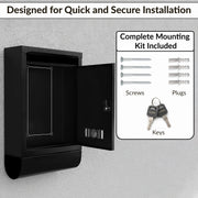 Plantex Letter Box/GI Steel Magazine Holder/Complaint Box & Suggestion Box for Office with Secure Lock and Keys/News Paper Holder/Mail Box/Post Box- (Black) Wall Mount