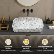 Plantex Tabletop Wash Basin/Bathroom Sink/Wash Basin Over Counter/Designer Ceramic Wash Basin for Bathroom (Marble Finish - 22 x 14 x 5 Inch)