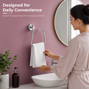 Plantex Stainless Steel Towel Ring for Bathroom/Napkin-Towel Hanger/Wash Basin/Bathroom Accessories - (Chrome-Rectangle) - Pack of 1