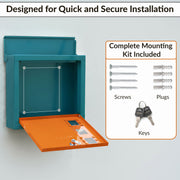 Plantex GI Steel Letter Box/Complaint Box/Small Suggestion Box for Office/Post Box for Home/Wall Mount Mail Box - (Green & Orange)