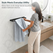 Plantex 20 Inch Acrylic Towel Hanger for Bathroom/Towel Rod for Kitchen/Napkin Holder/Stand/Towel Bar for Bathroom - Pack of 1 (VIB-126, Black)