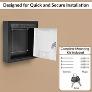 Plantex Letter Box/GI Steel Post Box/Suggestion Box/Donation Box with Key Lock/Letter Box for Home/Office/Hotel Gate/Complaint Box (Black & Ivory) - Wall Mount A4 Size