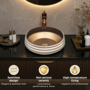 Plantex Round Wash Basin for Bathroom/Ceramic Tabletop Washbasin/Basin for Bathroom Indo-European Collection (16 x 16 x 7 Inch)
