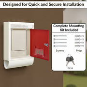 Plantex Letter Box/GI Steel Magazine Holder/Complaint Box & Suggestion Box for Office with Secure Lock and Keys/News Paper Holder/Mail Box/Post Box (Red & Ivory), Wall Mount