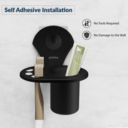 Plantex Royal Self Adhesive Stainless Steel Tooth Brush Holder/Tumbler Holder/Bathroom Accessories (Black, Powder Coated)