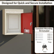 Plantex Wall Mount A4 Size Letter Box - Mail Box/Letter Box for Home gate with Key Lock (Red & Ivory)