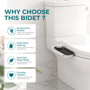 Plantex Non-Electric Dual Nozzle Bidet Attachment for Toilet Seat/Bidet Spray for Toilet Front & Rear Wash/Self-Cleaning Retractable Nozzles/Adjustable Water Pressure - (White & Black)