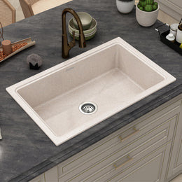 Plantex Quartz Acrylic Kitchen Sink with 10 Years Warranty by Plantex/Undermount Sink for Kitchen/Granite Single Bowl Kitchen Sinks with Coupling (Ultra Brun 32x20 Inches)