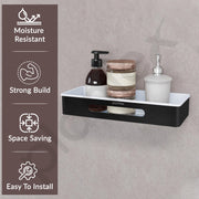 Plantex Stainless Steel & ABS Bathroom Shelf for Wall/Kitchen Shelf and Rack/Bathroom Accessories - (Black, 14X5 Inches)